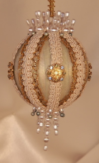 Heirloom Christmas Ornaments Mint and Gold, Swarovski Crystals from the 2011 White Dove Collection